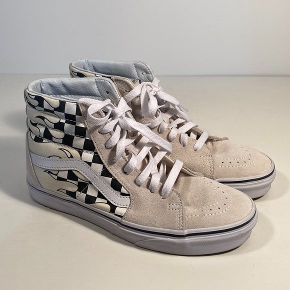 Vans SK8 Hi Checkerboard Flame Suede Sneakers Women Size 8 (men size 6.5) - Picture 1 of 8